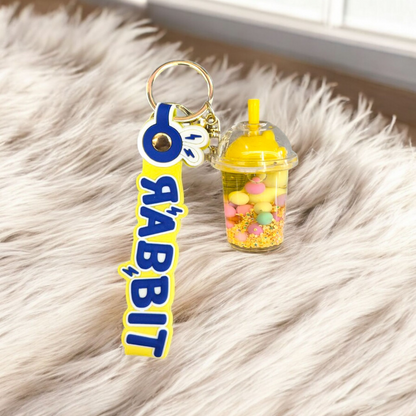 SIPPER GLASS WITH JELLY BEANS KEY CHAIN